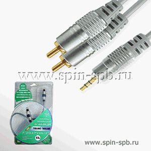 Кабель аудио Jack - RCA DeLink MiniJack-2RCA Metall Gray 5.0m