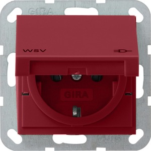 Розетка силовая 2К+З Gira 010402 System 55 Розетка с заземляющими контактами WSV глянцевый красный