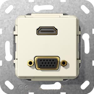 Розетка аудио/видео Gira 567601 System 55 Вставка HDMI и VGA глянцевый кремовый