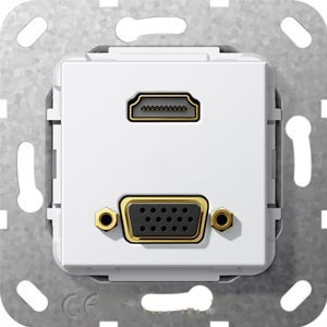 Розетка аудио/видео Gira 567603 System 55 Вставка HDMI и VGA глянцевый белый