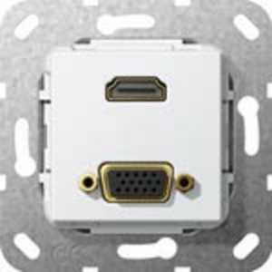 Розетка аудио/видео Gira 567703 System 55 Вставка HDMI и VGA глянцевый белый