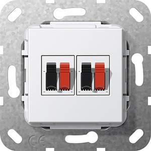 Розетка аудио/видео Gira 569303 System 55 Вставка подключение динамиков глянцевый белый