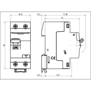 Выключатель 2-полюсный Legrand 411514 DX3-ID 2П AC25А Icu 100мА