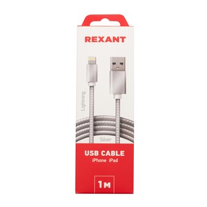 Кабель USB Rexant 18-7051 2,4А, серебристый 1.0m