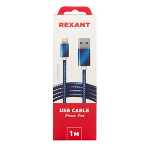 Кабель USB Rexant 18-7052 2,4A, синий 1.0m