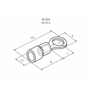 Наконечник кольцевой изолированный Rexant 08-0014 5.3 мм 0.5-1.5 мм (НКи 1.5-5/НКи 1,25-5) красный (в упак. 100 шт.)